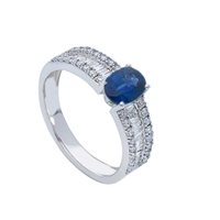 Anello Babila Milano Donna in Oro bianco Zaffiro blu 270973ZB